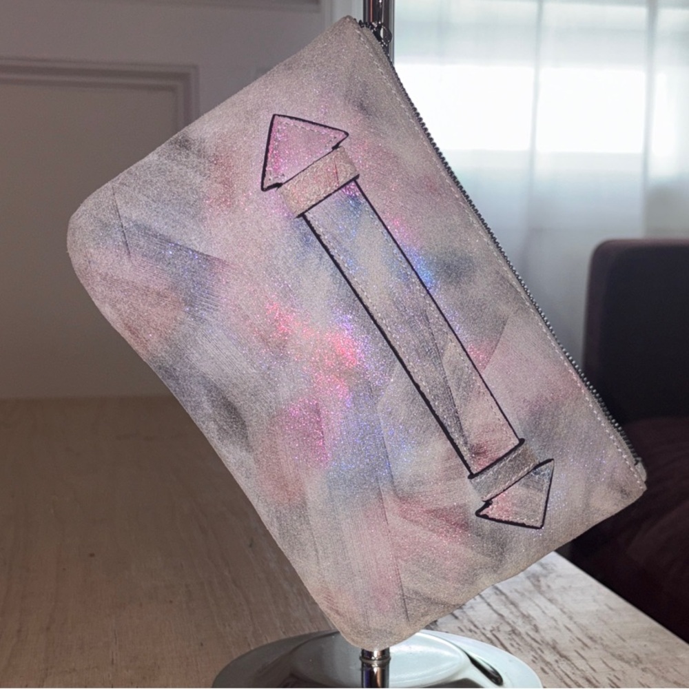 Aimee Kestenberg Iridescent Pink and Purple Clutch NWOT